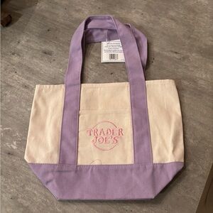 Trader Joe’s viral mini purple and Cream Tote Bag